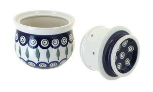 Polish Pottery Peacock French Butter Dish N2