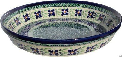 Polish Pottery Dish Pie Plate 10" From Zaklady Ceramiczne Boleslawiec #879-du121 Unikat Pattern, Height: 1.8"...