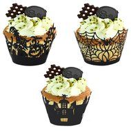 halloween cupcakes decorations - 120Pcs/lot Halloween Spiderweb/Witch/Castle Laser Cut Cupcake Wrappers Liners...