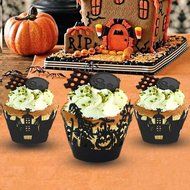 halloween cupcakes decorations - 120Pcs/lot Halloween Spiderweb/Witch/Castle Laser Cut Cupcake Wrappers Liners... N2