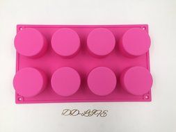 (2 Pack) 8-Cavity Round Silicone Mold for Soap, Cake, Bread, Cupcake, Cheesecake, Cornbread, Muffin, Brownie,...