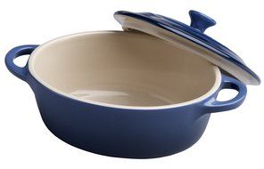 Le Creuset Stoneware 12-Ounce Mini Oval Cocotte, Cobalt N2