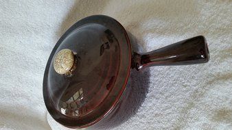 Vintage Pfaltzgraff Round Covered Casserole Dish with Handle - Gourmet Brown Drip