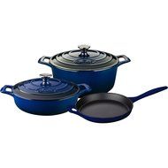 La Cuisine LC 2670MB 5 Piece Pro Enameled Cast Iron Round Casserole Cookware Set, Ultramarine Blue