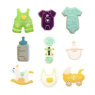 Yunko Baby Shower Theme Buggy Rocking Horse Bottle Cookie Cutter 9 Piece Set