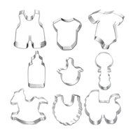Yunko Baby Shower Theme Buggy Rocking Horse Bottle Cookie Cutter 9 Piece Set N2