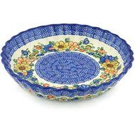 Ceramika Bona H7840G Polish Pottery Ceramic Fluted Pie Dish Hand Painted, 10-Inch