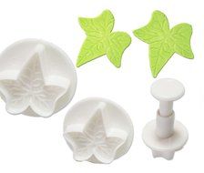 Maple Leaf Cupcake Decorations Plunger Cutter Set of 3 Piece Small Plastic Fondant Cake Mold Party Supplies