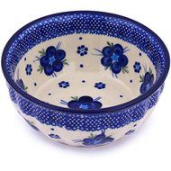 Ceramika Bona H7145G Polish Pottery Ceramic Fluted Bowl Hand Painted, 7-Inch