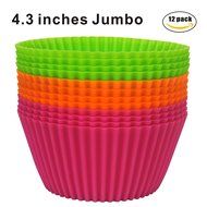 Webake 12-Pack 4.3-inch Non-stick Jumbo Silicone Cupcake Liners, Baking Cups, Muffin Liners