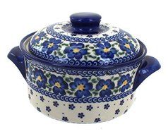 Polish Pottery Spring Blossom Round Baker with Lid