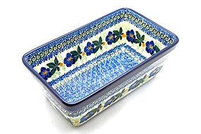 Polish Pottery Baker - Loaf Dish - Blue Pansy