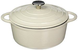 Creative Home Enameled Dutch Oven Cast Iron Casserole, White, 2.75 quart