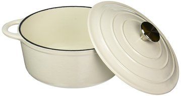 Creative Home Enameled Dutch Oven Cast Iron Casserole, White, 2.75 quart N2