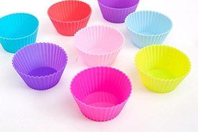 Silfox 24-Pack Reusable Silicone Baking Cups / Cupcake Liners / Silicone Muffin Molds in Storage Container Colorful N2