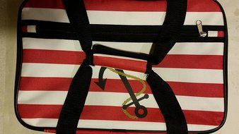 Home Essentials Carrying Tote for Casserole, Hot Food Cold Food, Insulated, Red Stripes, Anchor Design N2