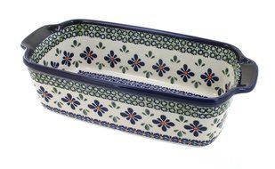 Polish Pottery Mosaic Flower Loaf Baker