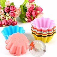 &quot;10pcs Silicone Flower Shape Cake Mold Mould Pudding Muffin Baking&quot; shopping N6