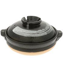 Kotobuki Shigaraki Tenmoku Hakeme Donabe Japanese Hot Pot, Medium, Black