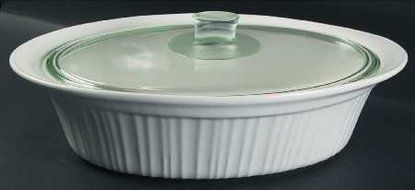 Corning French White 4 Qt Roaster W/Lid, Fine China Dinnerware