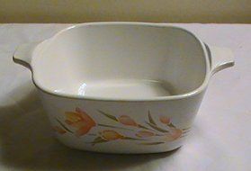 Corning Peach Floral Individual Casserole - P-43-B - (No Lid)