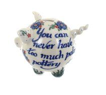 Polish Pottery Never Too Much Polisch Pottery Piggy Bank