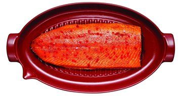 Emile Henry Made In France Flame BBQ Fish Baking Dish, 19.7 x 11&quot;, Burgundy N4