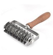 Antrader Stainless Steel Wood Handle Kitchen Cake Cookie Bread Pie Pastry Lattice Pizza Roller Hobbing Cutter...