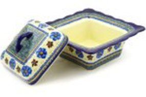 Polmedia Polish Pottery 9-inch Stoneware Dish with Cover H7334D Hand Painted from Zaklady Ceramiczne in Boleslawiec... N2