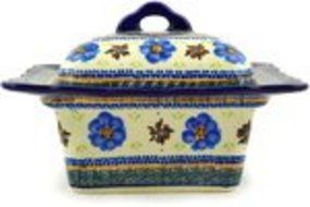 Polmedia Polish Pottery 9-inch Stoneware Dish with Cover H7334D Hand Painted from Zaklady Ceramiczne in Boleslawiec... N3