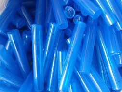 WHOLESALE LOT of 50 PIECES - KING SIZE BLUE PLASTIC SNAP TOP BLUNT TUBE, MEDICINE STORAGE CONTAINERS N2