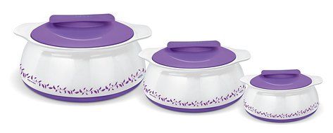 Milton 3-Pc Gift Set - Exotique Insulated Hot-pot Food Server Casserole Set with Stainless Steel Insert Keeps...