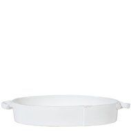 Vietri Lastra White Handled Oval Baker