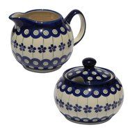Polish Pottery Sugar Bowl and Creamer N6