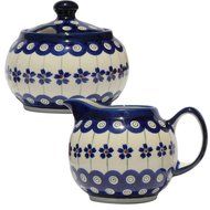 Polish Pottery Sugar Bowl and Creamer N7