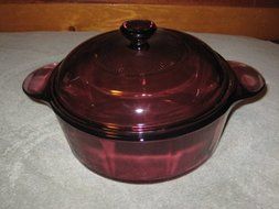 Vintage Corning Visions Vision Visionware Cranberry 1 1/2 Quart Casserole Pot Baking Dish w/Lid
