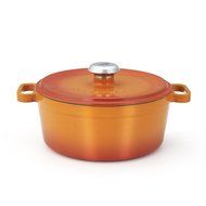 Essenso Chambery Cast Iron Dutch Oven with Four-Layer Enamel Interior and Exterior, Orange, 4 Quart N2