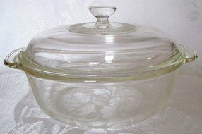 Fire King 1-1/2 Quart Clear Glass Covered Casserole with Handles