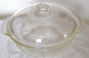 Fire King 1-1/2 Quart Clear Glass Covered Casserole with Handles N2