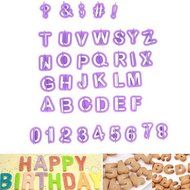 SORCO 40 Pcs Purple DIY Alphabet Letter Number Fondant Cake Biscuit Baking Mould Cookie Cutters Mold