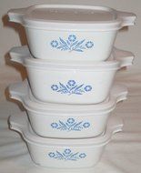 Set of 4 - Vintage Corning Ware Cornflower Blue Individual Casseroles - P-43-B 2 3/4 Cup Petites