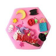 Mr.S Shop 3D Halloween Pumpkin Witch Bat Silicone Mold Fondant Cake Chocolate Mold kitchen baking Tools,Small...