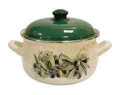 Europe Ware K15231/20 4 quart Casserole Pan with Decorative Design, Large, White/Green
