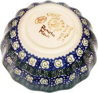 Boleslawiec Stoneware - Polish Pottery Scalloped Bowl - Green Garden N3