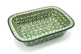 Polish Pottery Baker - Rectangular with Grip Lip - Irish Meadow