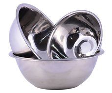 Stainless Steel Cuissentials Set of 3 Kitchen Mixing Bowls High Quality Fine Dining Mirror Finish, Flat Base Curved...