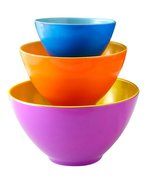 iEnjoyware Melamine Mixing Bowls - Set of 3 - Mix, Prep &amp; Store Foods with Ease - Two-Tone Nesting Design for...