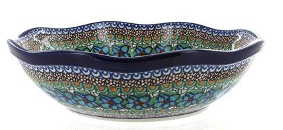 Polish Pottery Mardi Gras Large Scallop Bowl