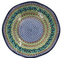Polish Pottery Mardi Gras Large Scallop Bowl N2