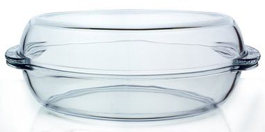 Oval Glass Casserole Baking Dish with Cover, 13"x 7.5"x 3"